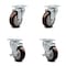 Service Caster 4 Inch Maroon Polyurethane Wheel Swivel Top Plate Caster Set with 2 Brakes SCC SCC-20S414-PPUB-MRN-2-TLB-2 - alternate 1
